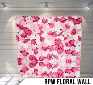 Red, pink, and white flower wall backdrop graphic