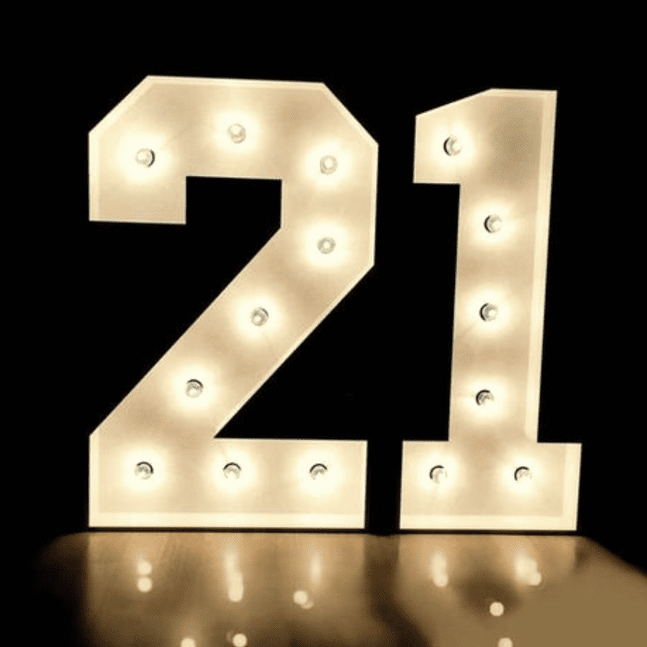 Number 21 marquee lights